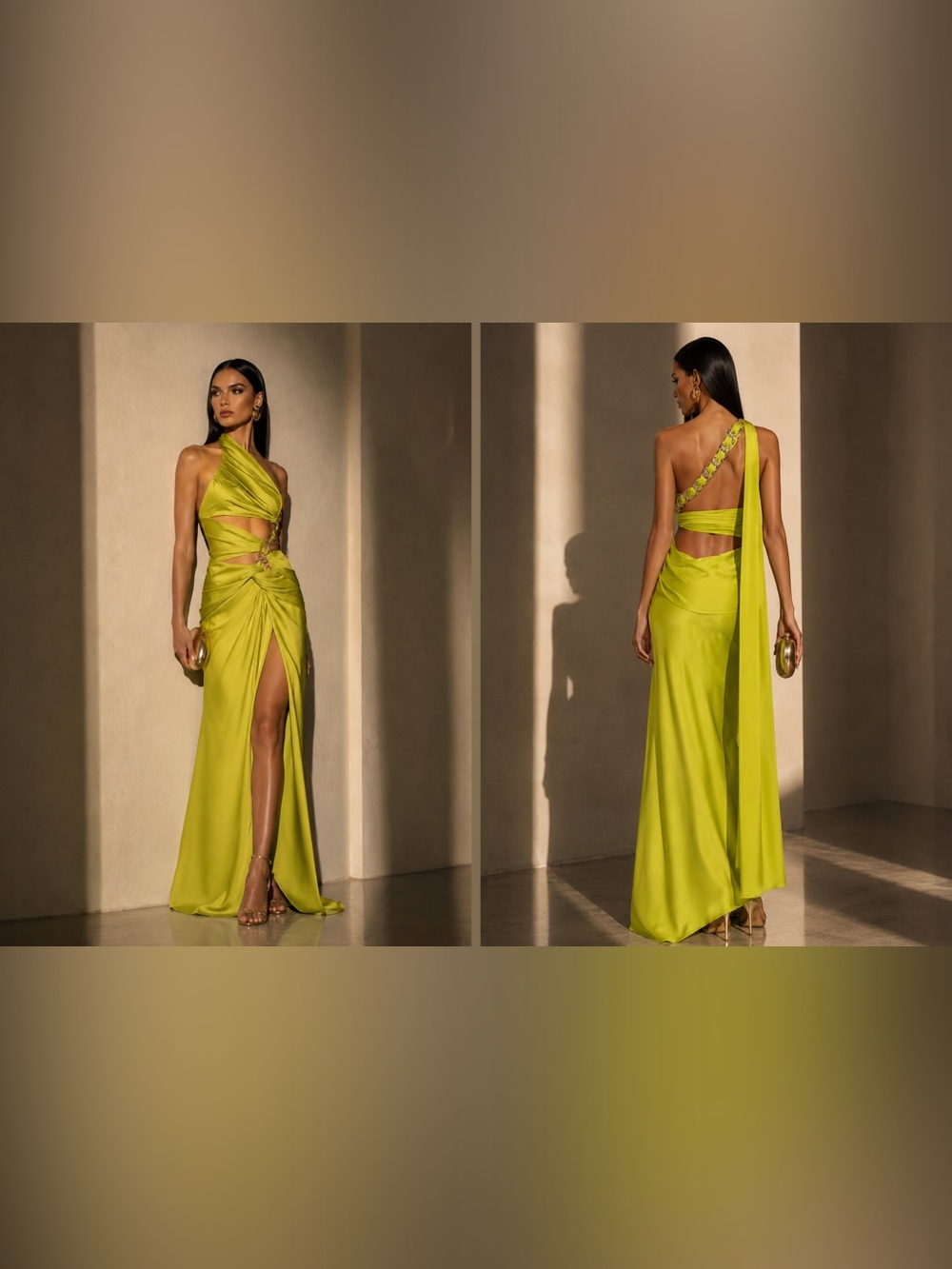 ELIYA THE LABEL Arabella Gown Lime Green Chain Maxi Dress NWT Size 4
